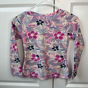 Tea Collection Girls Printed Long Sleeve Rash Guard (Size 10)